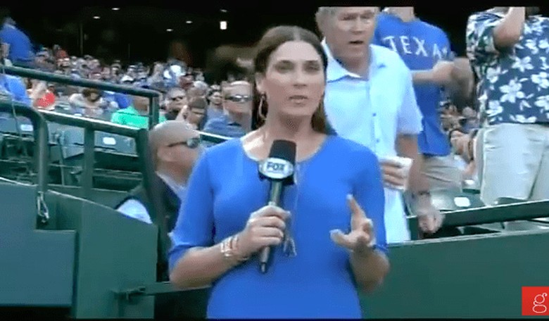 George W. Bush Photobombed a Reporter at a Rangers Game
