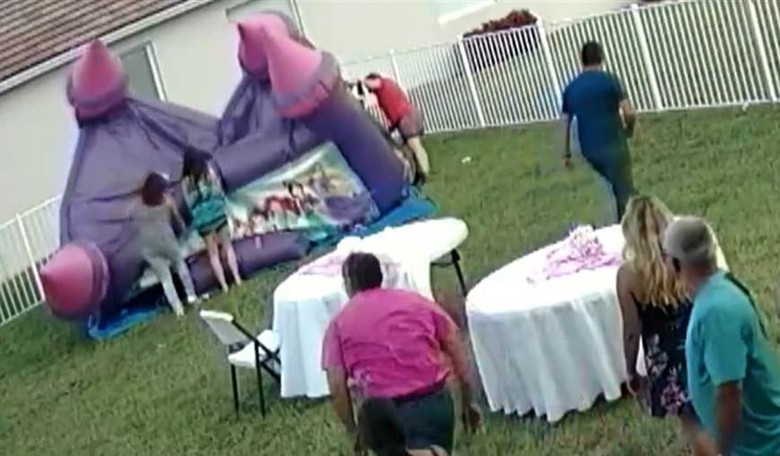 Caught on Camera: Bully Neighbor Pulls Plug on Bouncy House at Toddler Party