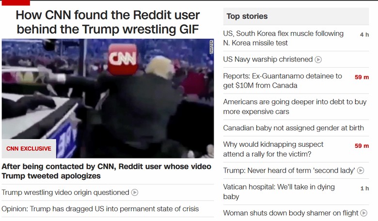 CNN Threatens to Dox Reddit User Behind Trump Tweet Wrestling Gif