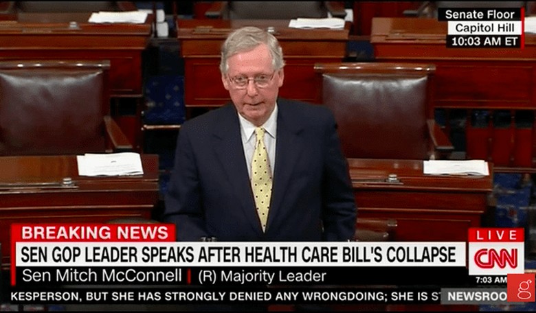 Disparaged, Mitch McConnell Says There Will Be No Immediate Obamacare Relief