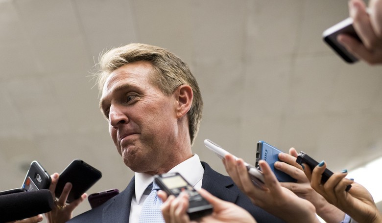 Sen. Flake, Caught on Hot Mic, Says GOP Is 'Toast' if They're Defined by Moore, Trump