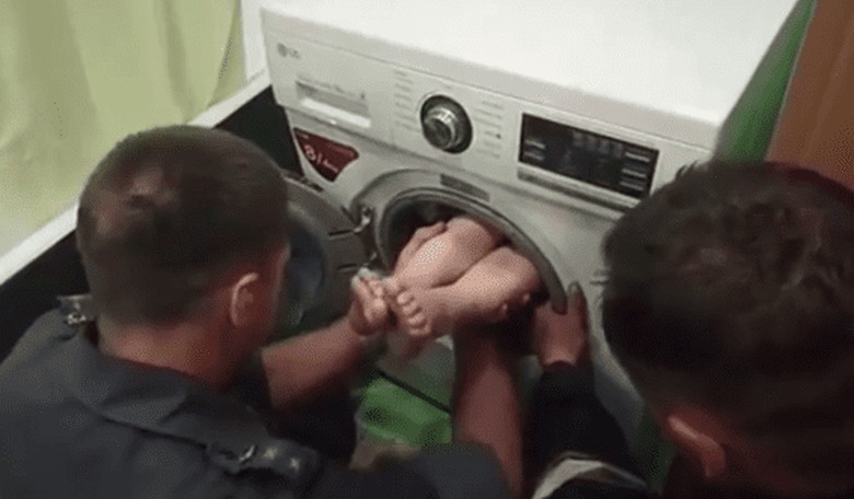 Rescuers Cover Boy in Sunflower Oil to Remove Him from Washing Machine