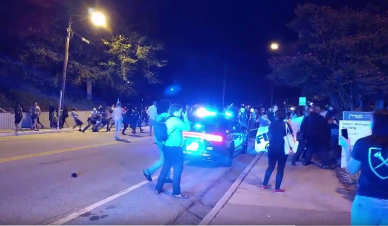Violent Rioters Attack Cops, Torch Police Car at Georgia Tech