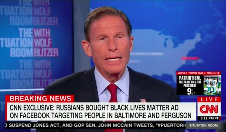 Dem Senator Absurdly Suggests Black Lives Matter Facebook Targeting Was Too Sophisticated for Russia Without Help From Trump