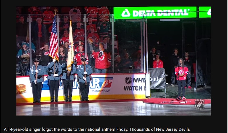 New Jersey Devils Crowd Picks Up National Anthem Singer Who Forgot the Words
