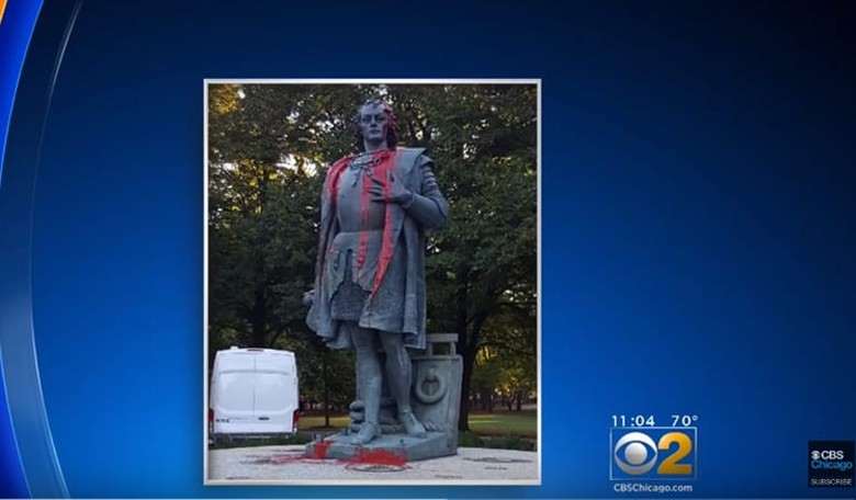 Christopher Columbus Statue in Chicago Defaced for a Second Time