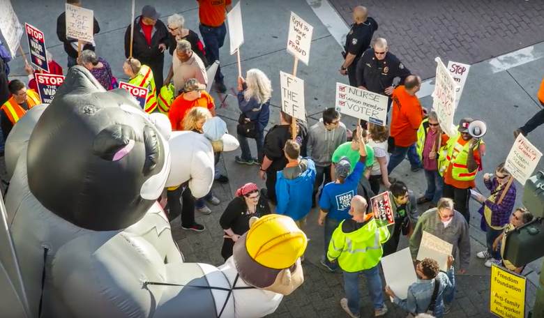 Labor Unions Absurdly Brand Freedom Foundation ‘Fascist’ and ‘Racist’ in Protests