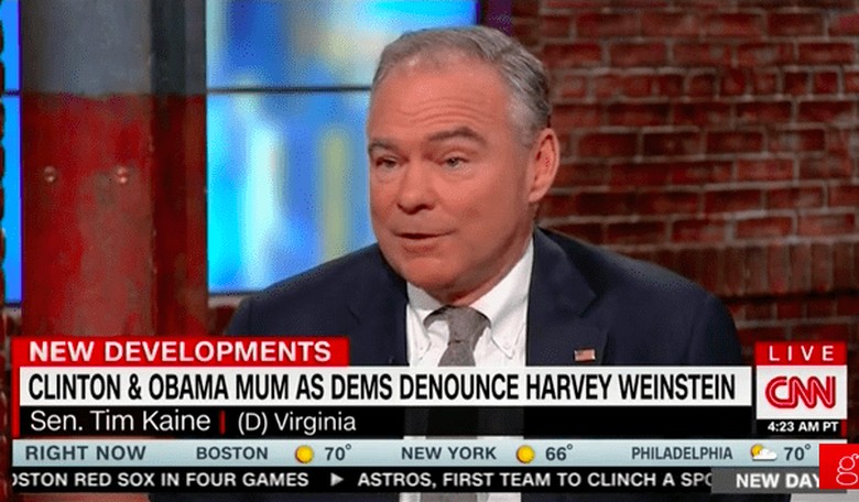 Tim Kaine Says Harvey Weinstein's Donations to Him Have Already Been Spent