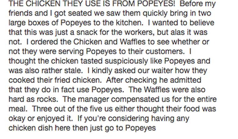 Yelp Unloads on Restaurant after They're Caught Serving Popeyes Chicken as Their Own