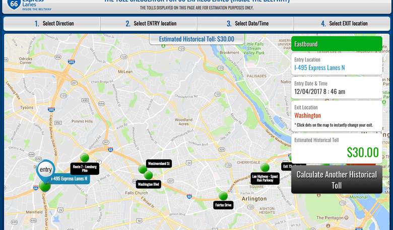 Tolls to Drive Into D.C. Hit $34.50 During Rush Hour