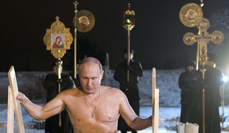Putin Celebrates Jesus' Baptism on Epiphany — By Dipping Shirtless Into Freezing Water