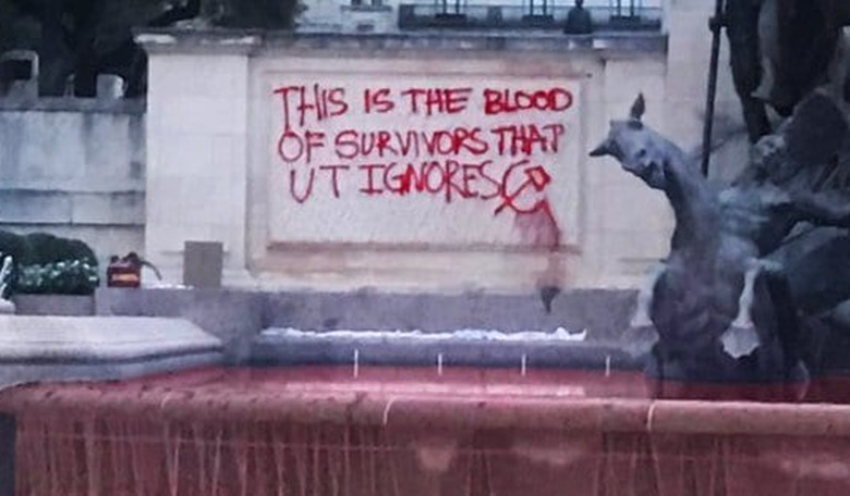 Campus Commies at the University of Texas Vandalize Fountain to Celebrate International Women’s Day