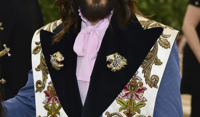 Jared Leto Wore a Pink Pussy-Bow Blouse in Outfit ‘Channeling Jesus Christ’ at Met Gala Dinner