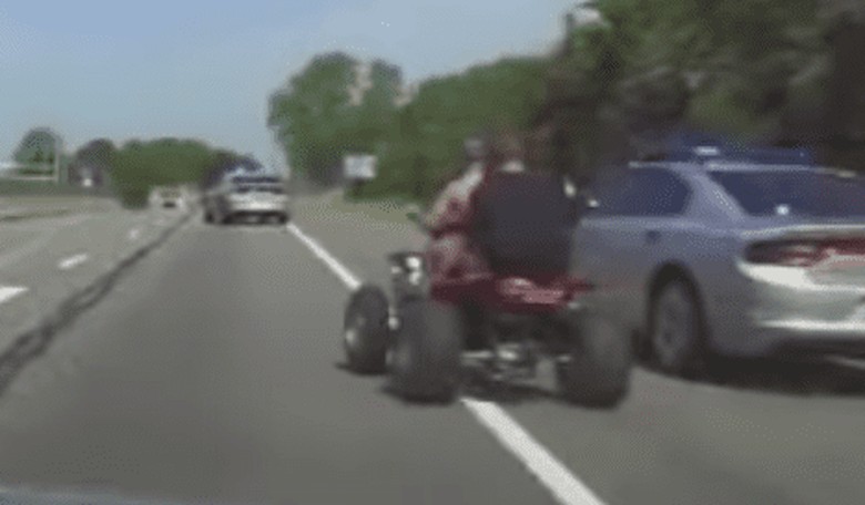 [VIDEO] Half-Naked ATV Driver Leads Police on High-Speed Interstate Chase in Ohio