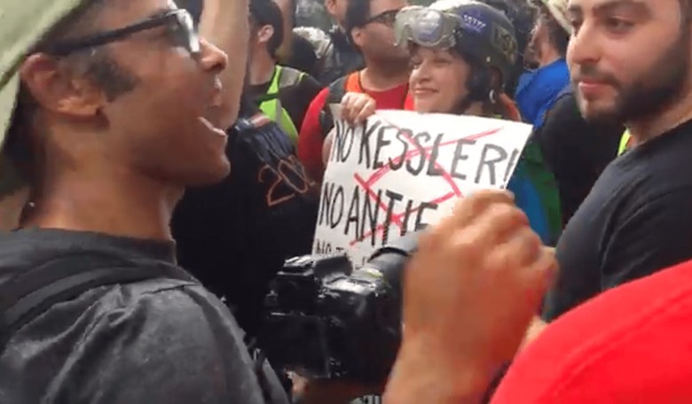 'No Free Speech for Racists!' Local Trump Supporter Shouted Down Protesting Kessler