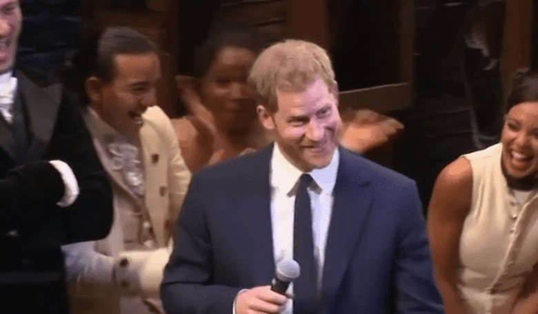 Prince Harry Sings with the Cast at a Performance of 'Hamilton'