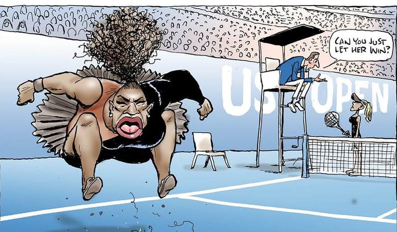 Cartoonist Called 'Sexist' and 'Racist' for Depicting Serena Williams' Temper Tantrum