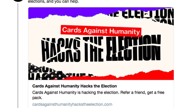 Cards Against Humanity Bribes Fans to Elect Democrats