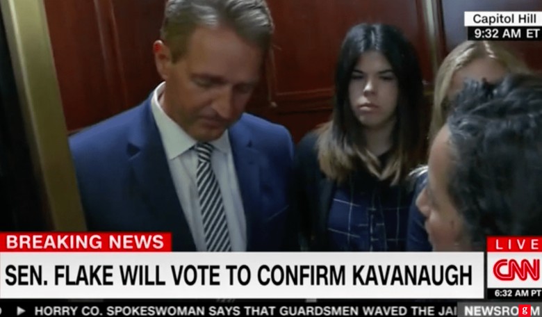 #MeToo Protesters Trap Jeff Flake in Elevator: 'You Don't Believe Me!'