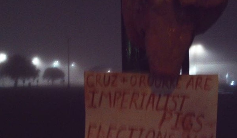 'Red Guards of Austin' Place Severed Pig Heads in Front of Campaign Offices