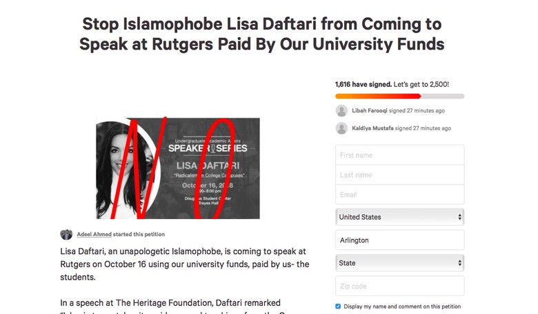 Rutgers Disinvites Critic of Radical Islam After 1,500 Students Sign Petition