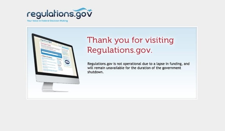 Federal Rulemaking Site Posts False Notice Blaming Shutdown for Outage