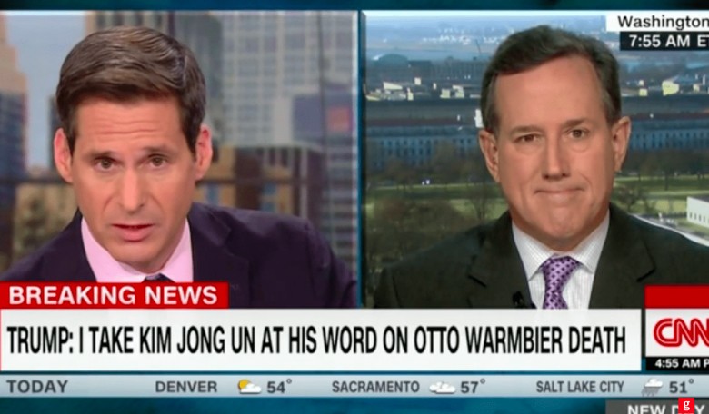 Rick Santorum Slams 'Reprehensible' Trump Comments Trusting Kim Jong-un on Otto Warmbier