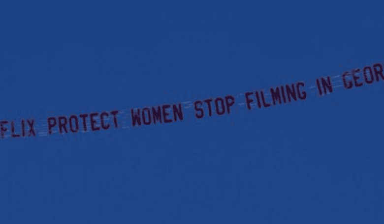 Plane Banner Urges Netflix to Boycott Georgia Over Heartbeat Abortion Bill