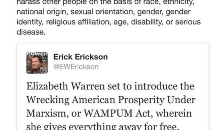 Erick Erickson Blocked on Twitter for 'Hate Speech' Over Liz Warren Joke