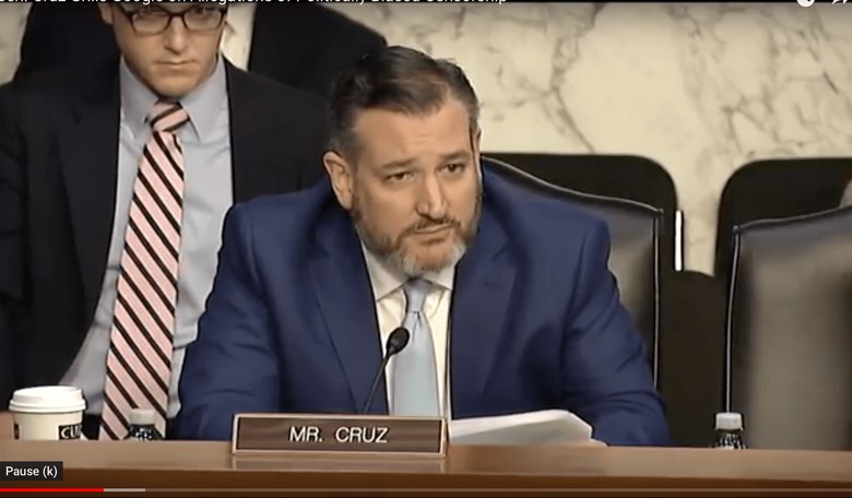 Ted Cruz Presses: Google Witness Can't Name a Single Senior Exec Who Voted For Trump