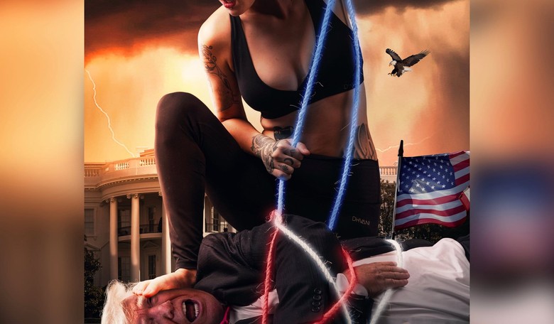 Times Square Athleisure Wear Billboard Depicts Trump Getting Hogtied