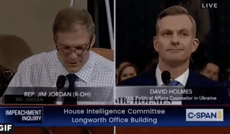 The Arrogant Deep State at Work: Diplomat David Holmes Rolls His Eyes at Republican Jim Jordan