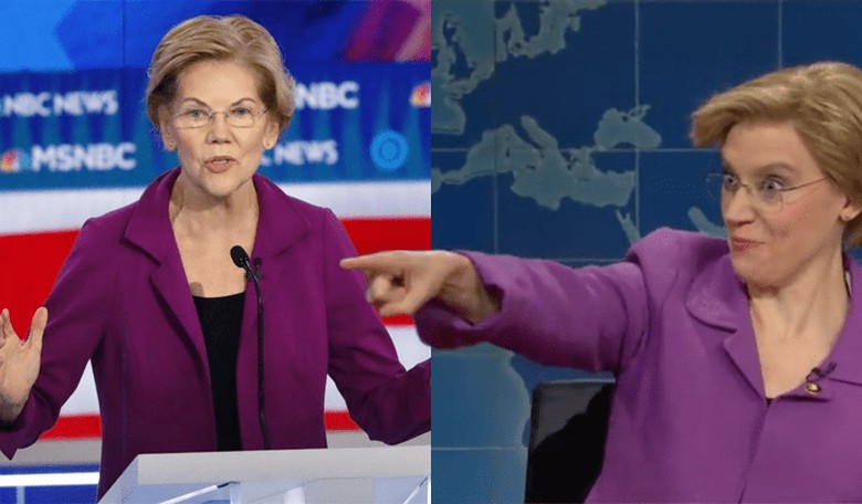Who Wore It Best? Liz Warren Wears Outfit Her Character Sported on SNL to Dem Debate