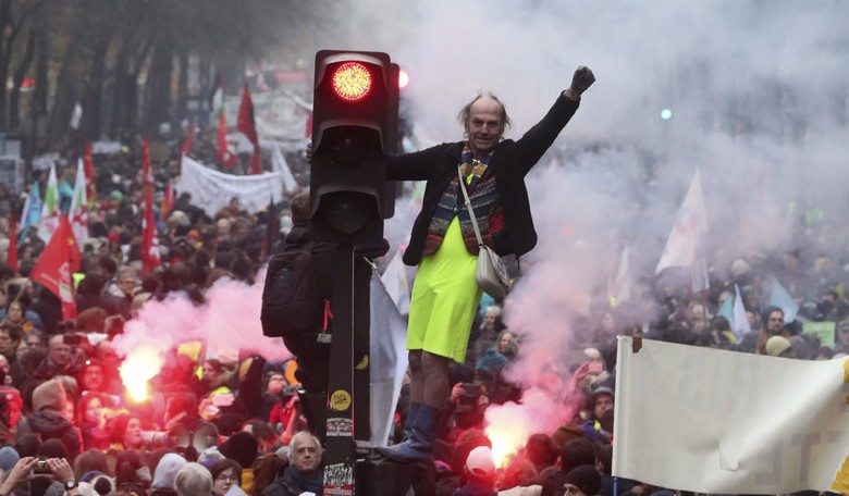 A Day After Mocking Trump, Macron Hunkers Down During Nationwide Strike Over Pensions