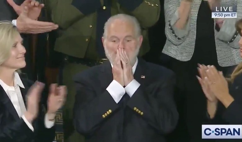 Rush Limbaugh May Have Been the Most Surprised Person at Trump's State of the Union