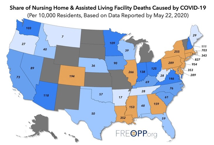 COVID-19 Nursing Home Deaths per 10,000 Residents