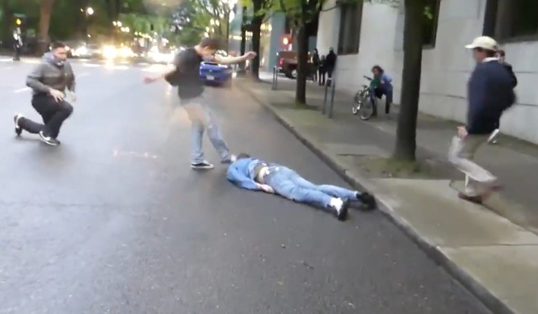 [GRAPHIC VIDEO] Portland Rioters Threaten Man They Kicked In the Head – 'Do Not Protest Against Black Lives'
