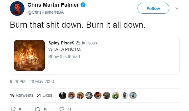 ESPN's Chris Martin Palmer Fine With Riots and Burning Things, As Long As They're Not His Things