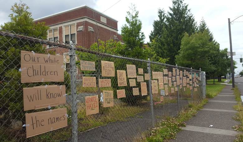 Portland School Displays Sign Saying 'Our White Children Will Know the Names'