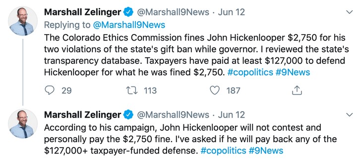Hickenlooper Ethics Fine