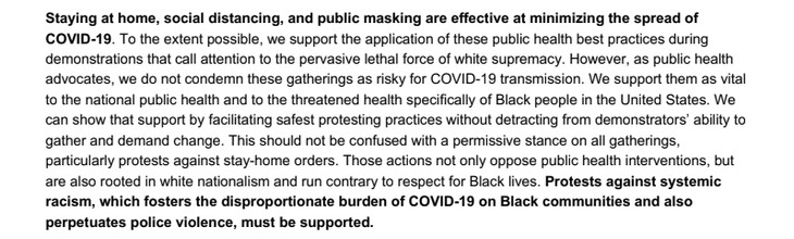 Public health experts' letter on COVID-19 and riots