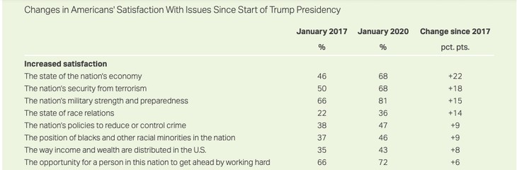 Gallup poll screenshot. Satisfaction Trump