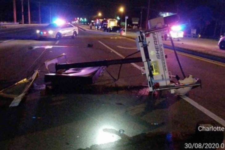 Florida Man crashes into "Drive Sober or Get Pulled Over" sign, gets arrested for DUI