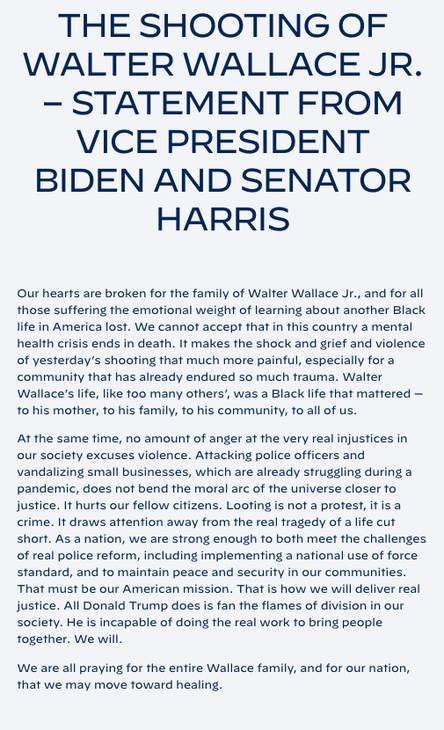 Joe Biden Walter Wallace Jr. police black