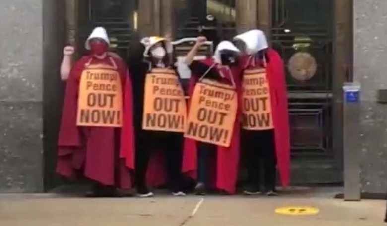 'Handmaids' Stage Infantile Wing-Ding to Counter 'Christian Fascist Handmaid' Amy Coney Barrett. Sigh.