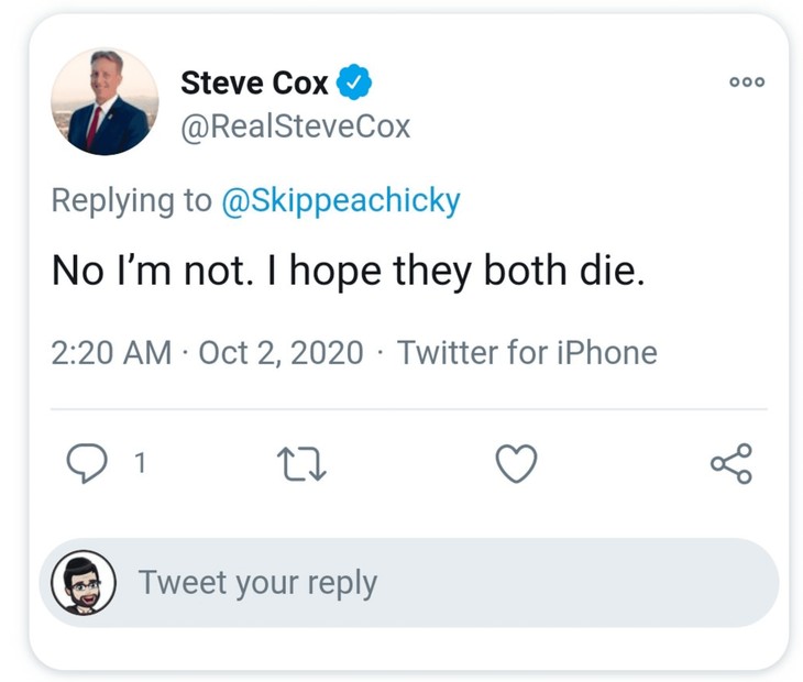 Steve Cox Wants Trump to Die