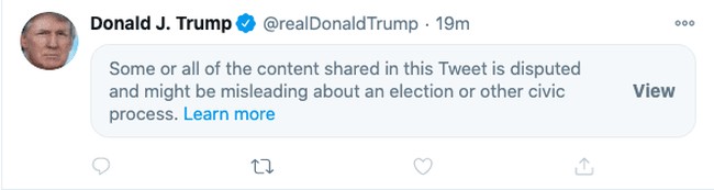 Trump tweet censored by Twitter