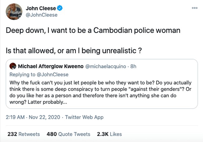 John Cleese Cambodian Police Woman