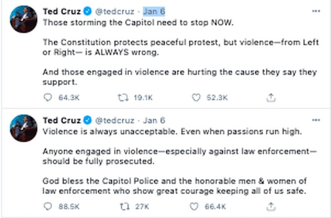 Ted Cruz Capitol Riot tweets