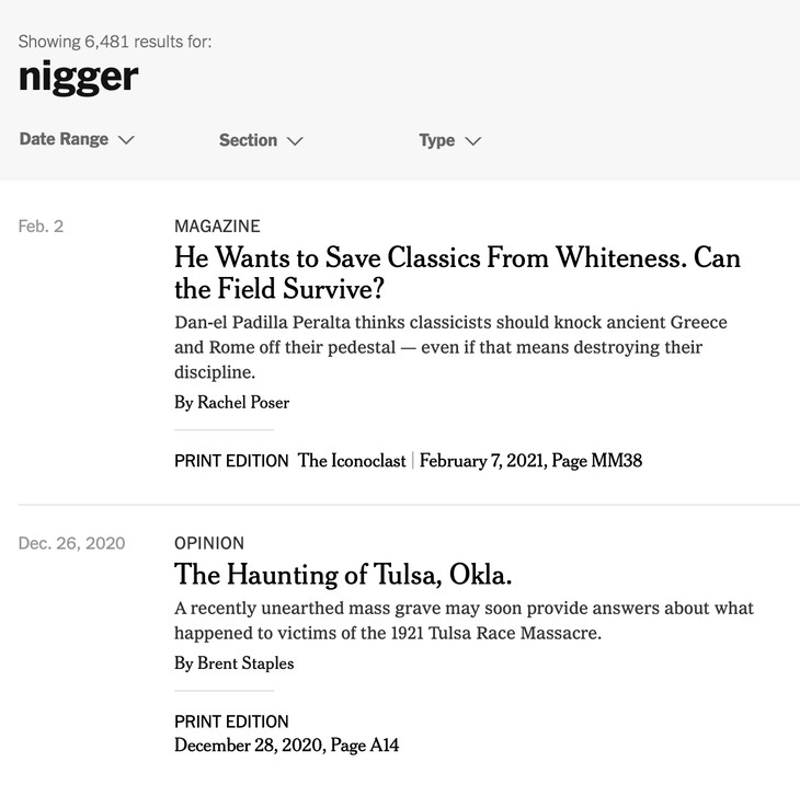 Insanity Wrap NYT Search for N-Word